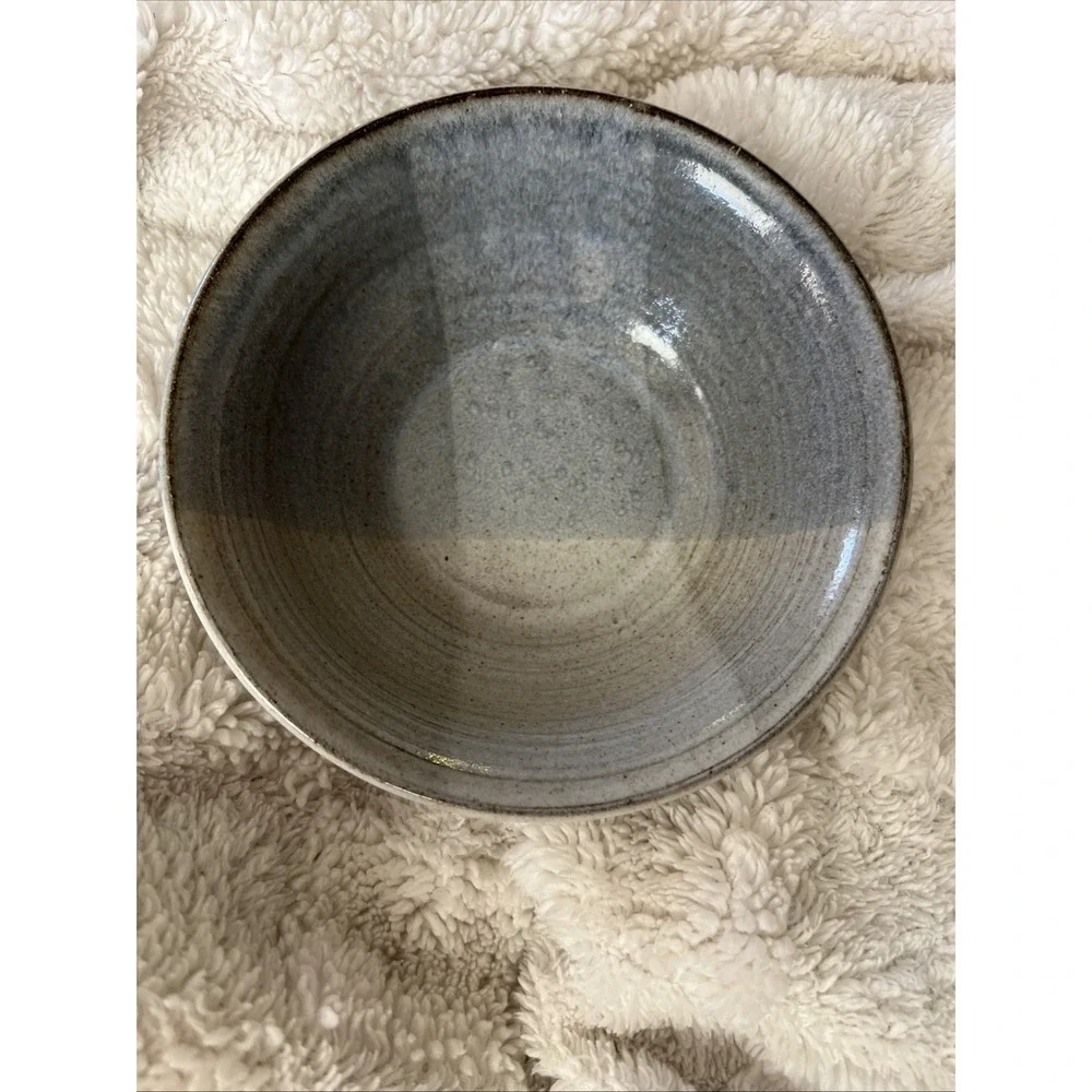Peace River Earthworks Welker '89 Glossy Blue And Gray Pottery Bowl